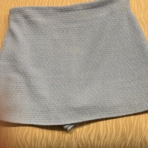 Light Blue Tweed Skort with Metallic Thread
